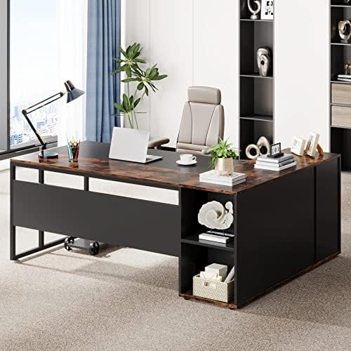Tribesigns 71 inch Executive Desk, L Shaped Desk with Cabinet Storage by Tribesigns