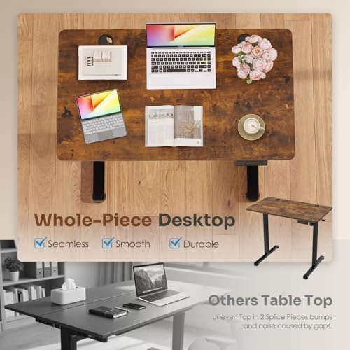 Monomi 35" x 24" Small Electric Standing Desk,Whole Piece Desktop,Brown - Image 6