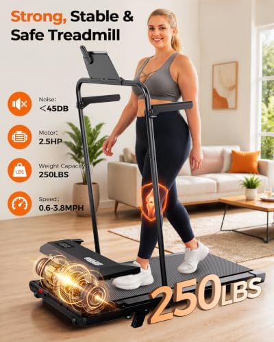 Superun Walking Pad with 6% Incline, Under Desk Treadmill, 3 in 1 Portable Treadmills for Home with Remote Control LED Display, 2.5 HP Quiet Mini Treadmill for Office Home Use, 300 Lbs Capacity - Image 5