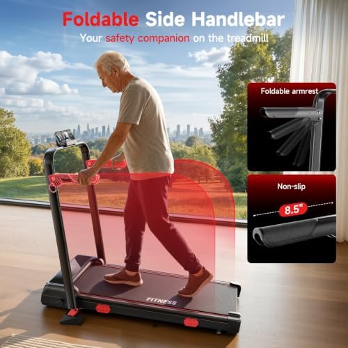 RHYTHM FUN 13% Incline Walking Pad Treadmill with Handles, 6.2MPH, Foldable - Image 2