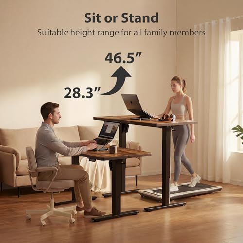 Cubiker Standing Desk, 40x24 Inches Sit Stand Home Office Desk, Electric Stand up Desk, Adjustable Desk with Splice Board, Black Frame/Rustic Brown Top - Image 6