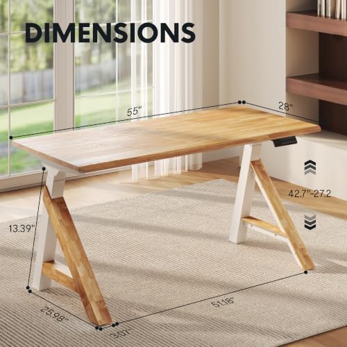 FLEXISPOT 55 x 28 Inch WoodiX Solid Wood Executive Standing Desk, Maple - Image 2