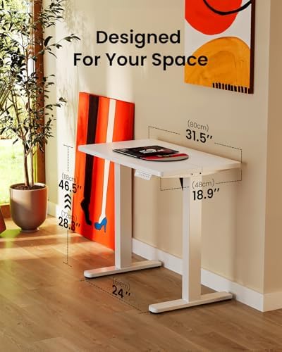 ErGear Height Adjustable Electric Standing Desk, 32 x 19 Inches Sit Stand up Desk with Memory Presets, Computer Home Office Desk, White - Image 3