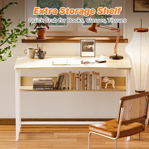 Huuger Folding Desk with Storage Shelf, 39.3 Inch Foldable Computer Table - Image 6