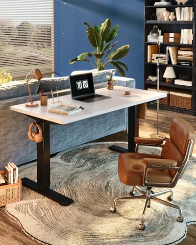 FLEXISPOT EN1 One-Piece Standing Desk, Electric Adjustable with 4 Memory Presets, 176 LBS Capacity, Stable & Quiet, Seamless Desktop for Home Office & Dual Monitors, 48"x24" White - Image 2