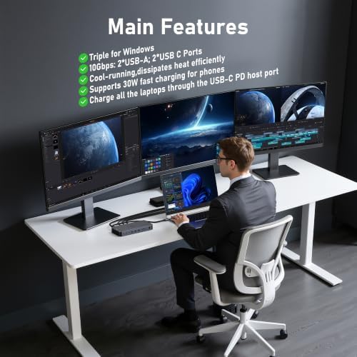 Laptop Docking Station USB C Dock Multiport Hub with 120W Power Adapter - Image 3