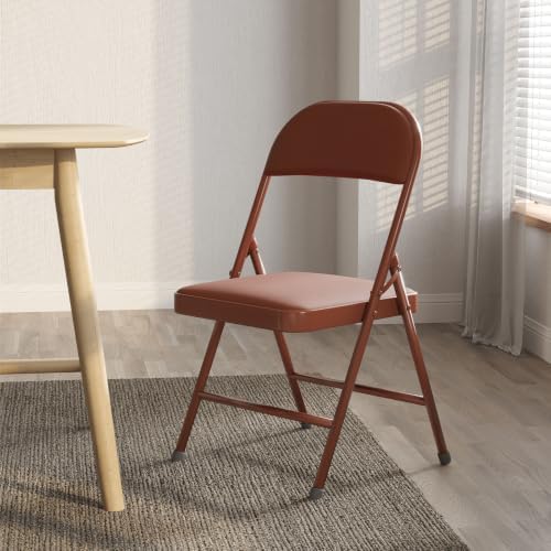 Nazhura Folding Chairs with Padded Vinyl Cushion Chairs with Comfortable Cushion and Durable Steel Frame for Home and Office, for Indoor and Outdoor Events (Brown, Vinyl, 20 Pack) - Image 2