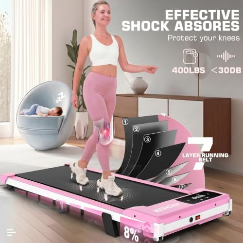 ANCHEER Walking Pads, 2 in 1 Under Desk Treadmill 2.5HP Compact Running Machine with Remote Control, 300lbs Weight Capacity for Home/Gym/Office,Ultra-Quiet, Installation-Free - Image 3