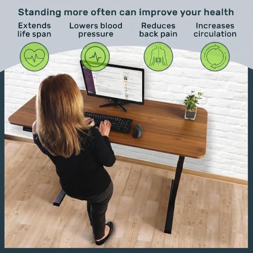 TechOrbits Electric Standing Desk Frame 60 x 24 Inch Tabletop - Motorized Workstation Two Leg Stand Up Desk with Memory Settings and Telescopic Sit Stand Height Adjustment (Black Frame/Wood BrownTop) - Image 5