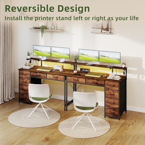 Somdot Computer Desk with Power Outlet and LED Lights, Desk with 6 Drawers - Image 6