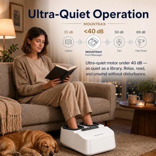 MOUNTRAX Foot Massager Machine with Heat, Foot Massager for Plantar Fasciitis, Neuropathy Pain, Shiatsu Foot Massager with Remote, Fits Feet Up to Men Size 13 (White) - Image 6