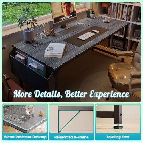 PRAISUN 63'' Computer Desk with Fabric Storage Bag - Image 7