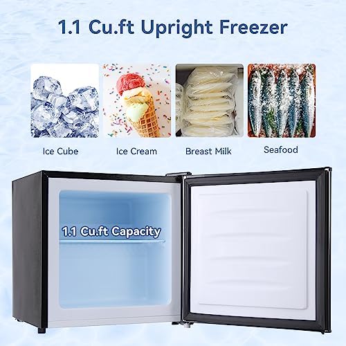 BANGSON 1.1 Cu.ft Upright Mini Freezer for Dorm Bedroom Black - Image 2