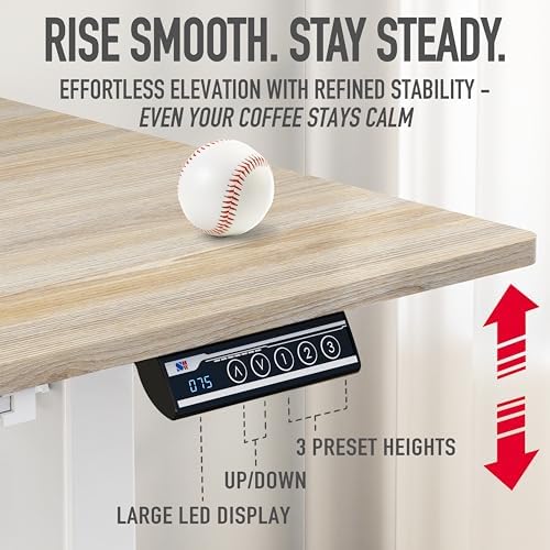 SHW 55 x 28 Electric Height Adjustable Standing Desk w/Drawer, Maple - Image 7