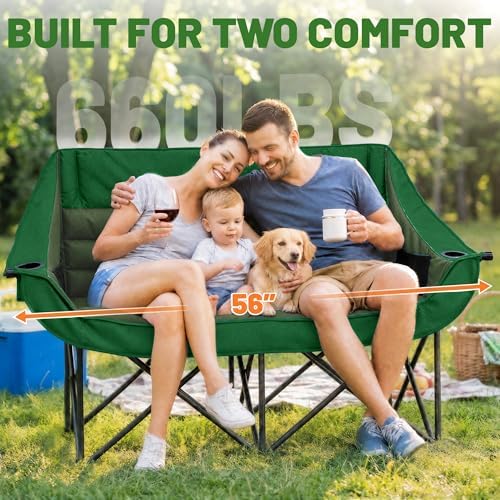 Youtanic Oversized Double Camping Chair, Folding Loveseat Camping Couch - Image 4