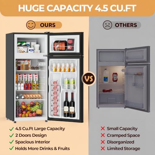 Manastin 4.5 Cu.Ft 2-Door Mini Fridge Freezer, 2-Piece Set for Dorm/Office - Image 3