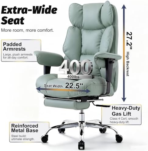 Efomao Executive Office Chair 400lbs,Green Big and Tall Desk Chair - Image 3