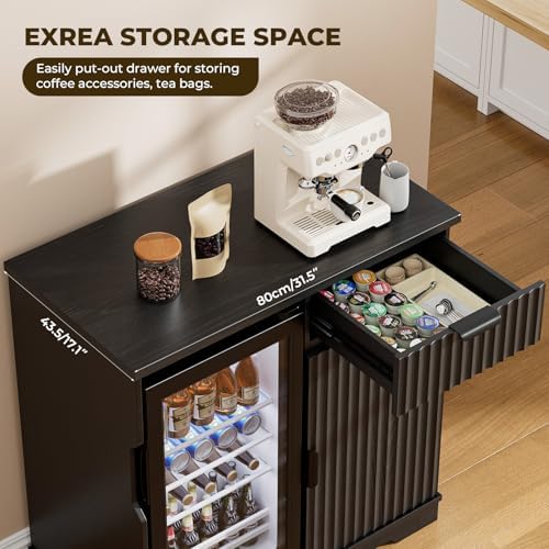Fluted Mini Fridge Cabinet (Fridge Included) for Home, Black - Image 5