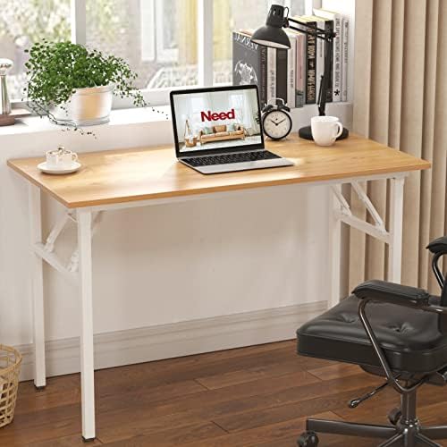 Need Office Computer Desk 47.2x23.6 in Sturdy Folding Laptop Table Teak - Image 6