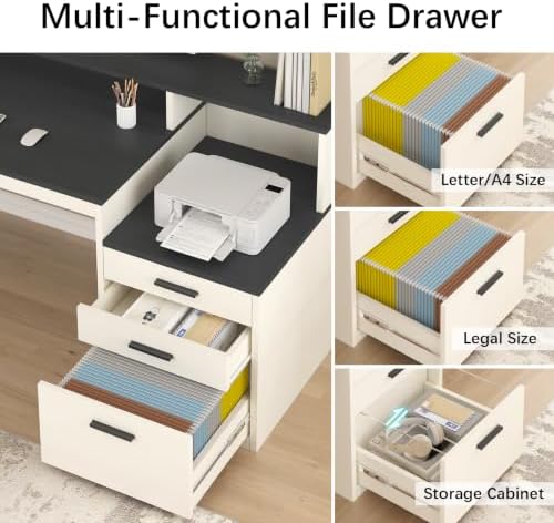 YOMILUVE 65" Computer Desk with 3 Drawers & Printer Shelf for Home Office - Image 5