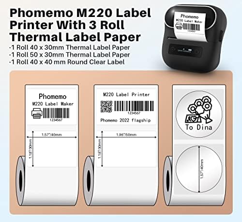 Phomemo M220 Label Maker,3.14" Bluetooth Thermal Printer with 3 Label - Image 3