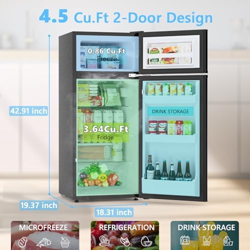 COWSAR 4.5 Cu.Ft Mini Fridge With Freezer for Bedroom Office, Black - Image 2