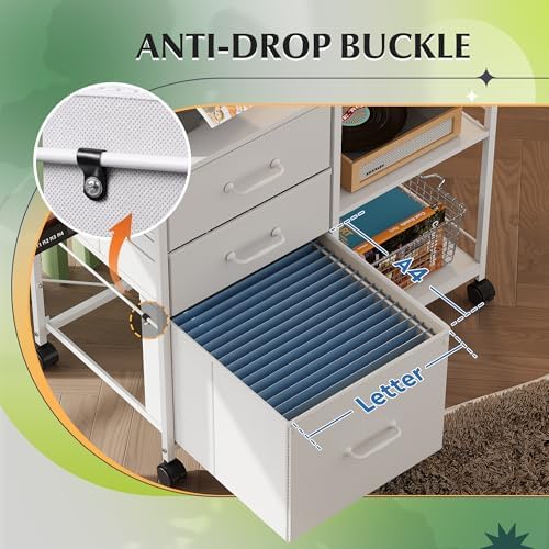 DEVAISE 3 Drawer Mobile File Cabinet with Open Storage Shelf - Image 5