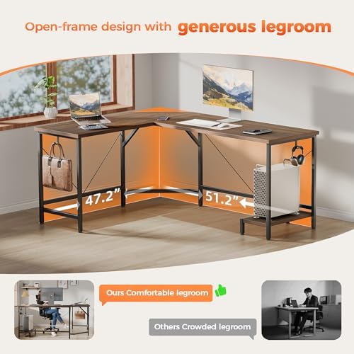 Mericonia 51 inch L Shaped Desk with CPU Stand, Simple Corner Gaming Desk - Image 5