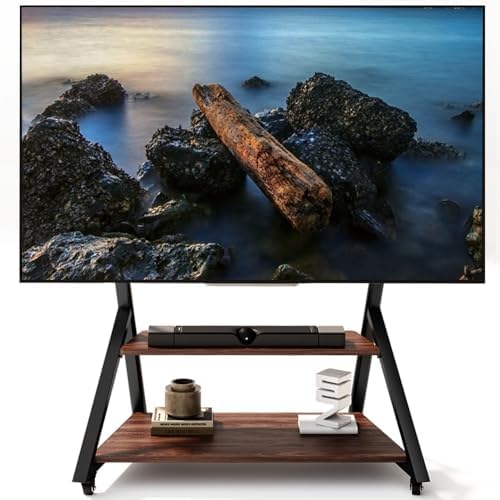 Rolling TV Stand with 2-Tier Wood Shelf for 52-100 Inch TV by Unknown