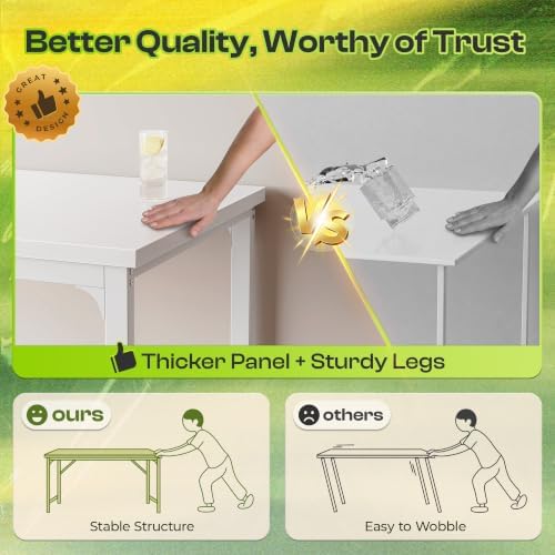PRAISUN 63 x 24 Inch Computer Desk, 0.95'' Thicker, Heavy Duty, White - Image 6