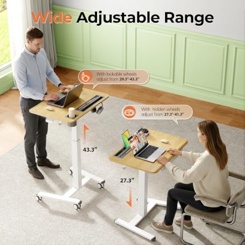 28" Mobile Standing Desk with Drawer, Portable Laptop Desk - Image 3