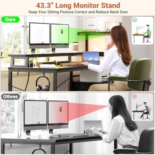 Aheaplus 59" Gaming Desk with RGB LED & Power Outlet &PC Case/Printer Stand - Image 6