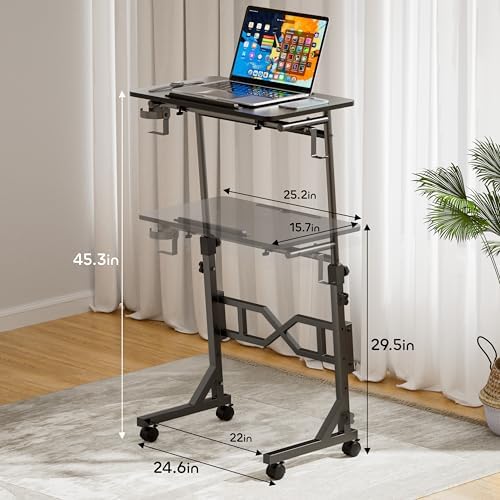 Oransail Small Standing Desk with Wheels, 29.5-45.3 Inch Adjustable Height - Image 3