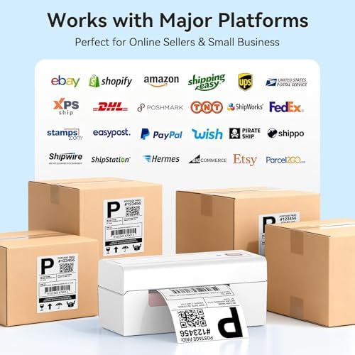 Bluetooth Thermal Shipping Label Printer, Wireless 4x6 Shipping Label Printer, Compatible with Android, iPhone, Mac & Windows, Widely Used for, Amazon, Shopify, Etsy, USPS(White) - Image 6