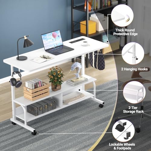 Armocity 47" Rolling Standing Desk with Charging Station for Couch Bed - Image 5