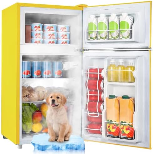 WANAI 3.5 Cu.Ft Yellow Mini Fridge With Freezer Compact Refrigerator Dorm by WANAI%C2%AE