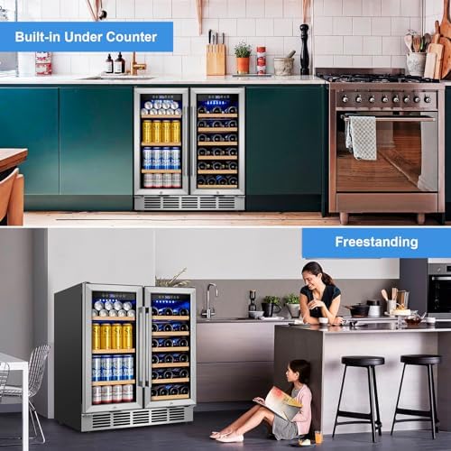 30" Dual Zone Wine and Beverage Refrigerator, Under Counter or Freestanding - Image 2