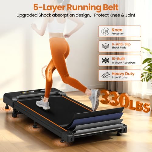 CHAOKE Walking Pad Treadmill for Home, 6.2MPH Under Desk Walking Pad with 9% Incline for Office Small Spaces, 2.75HP Quiet Running Machines, Remote Control, 330LBS Capacity, 12 HIIT Programs - Image 4
