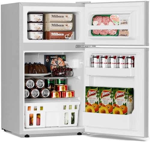 Antarctic Star Mini Compact Refrigerator, 3.2 Cu.Ft. Separate Freezer Double 2-Door Adjustable Removable Shelves For Basement/Apartment/Dorm/Office,GREY - Image 2