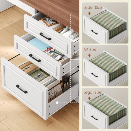 SEDETA Farmhouse L Shaped Standing Desk with Storage for Home Office, White - Image 5