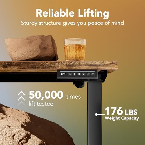 HUANUO 63x28 Inch Electric Standing Desk, Height Adjustable, Rustic Brown - Image 4