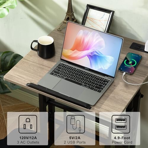Hadulcet Mobile Standing Desk Adjustable Height with Charging Station - Image 4