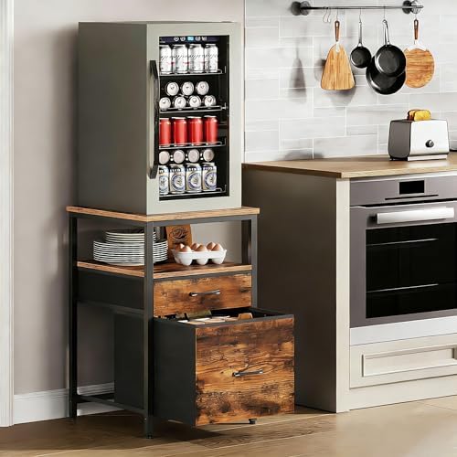 Herture Mini Fridge Stand, Small Refrigerator Stand with 3 Storage by Herture