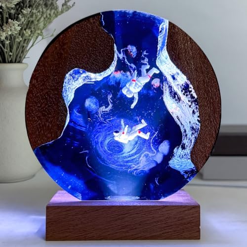 Space Resin Lamp, Handmade Galaxy Resin Night Light for Home Office Decor by NICEHERA