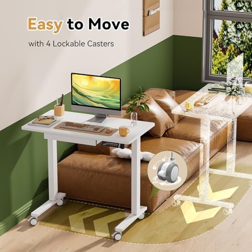 Gibbon Mounts 35” Rolling Standing Desk with Drawer & Wheels, White - Image 5