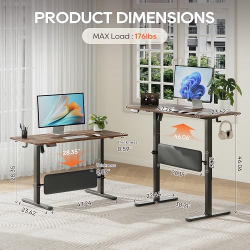 MALOL 47" x 24" Height Adjustable Electric Standing Desk, Rustic Brown - Image 2