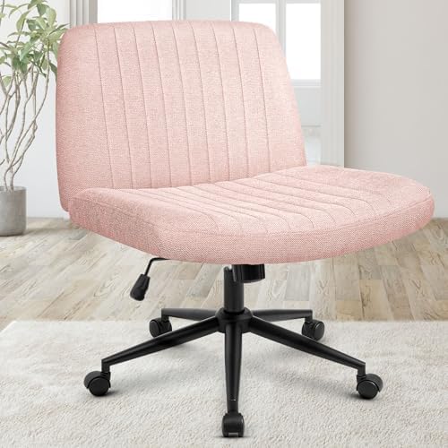 Orange Factory Criss Cross Chair, Wide Wheel Vanity Seat, Pink Dual Base by OrangeFactory