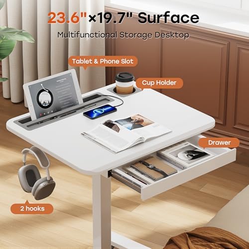 Small Mobile Standing Desk with Drawer, 23.6" x 19.7" Top - Image 3