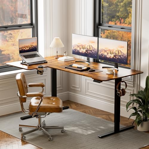 Acrolix L Shaped Electric Standing Desk,71x43.5 Reversible,Rustic Brown - Image 2