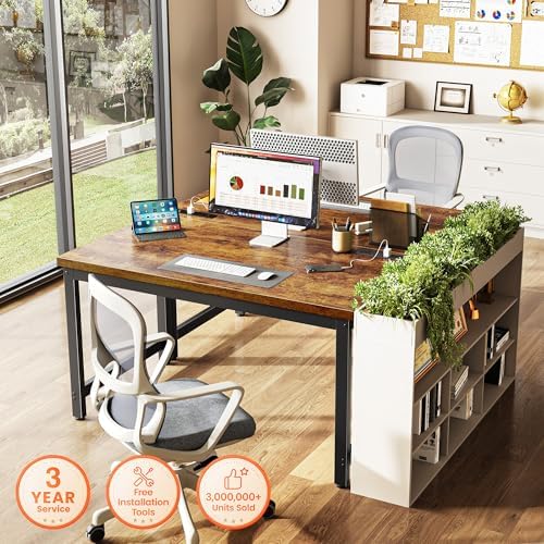 Huuger 48 x 24 inch Desk with Power Outlets & 0.95 Inch Thicker Desktop - Image 3